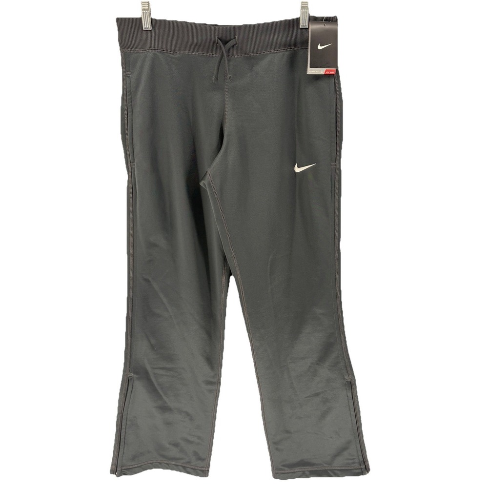 New Nike Therma Fit Gray Straight Leg Ankle Zip‎ Sweatpants Stretch Tech Women S